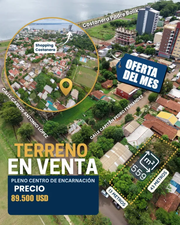 VENDO LOTE DE 559 M2 EN EL BARRIO BERNARDINO CABALLERO DE ENCARNACIÓN — foto 1