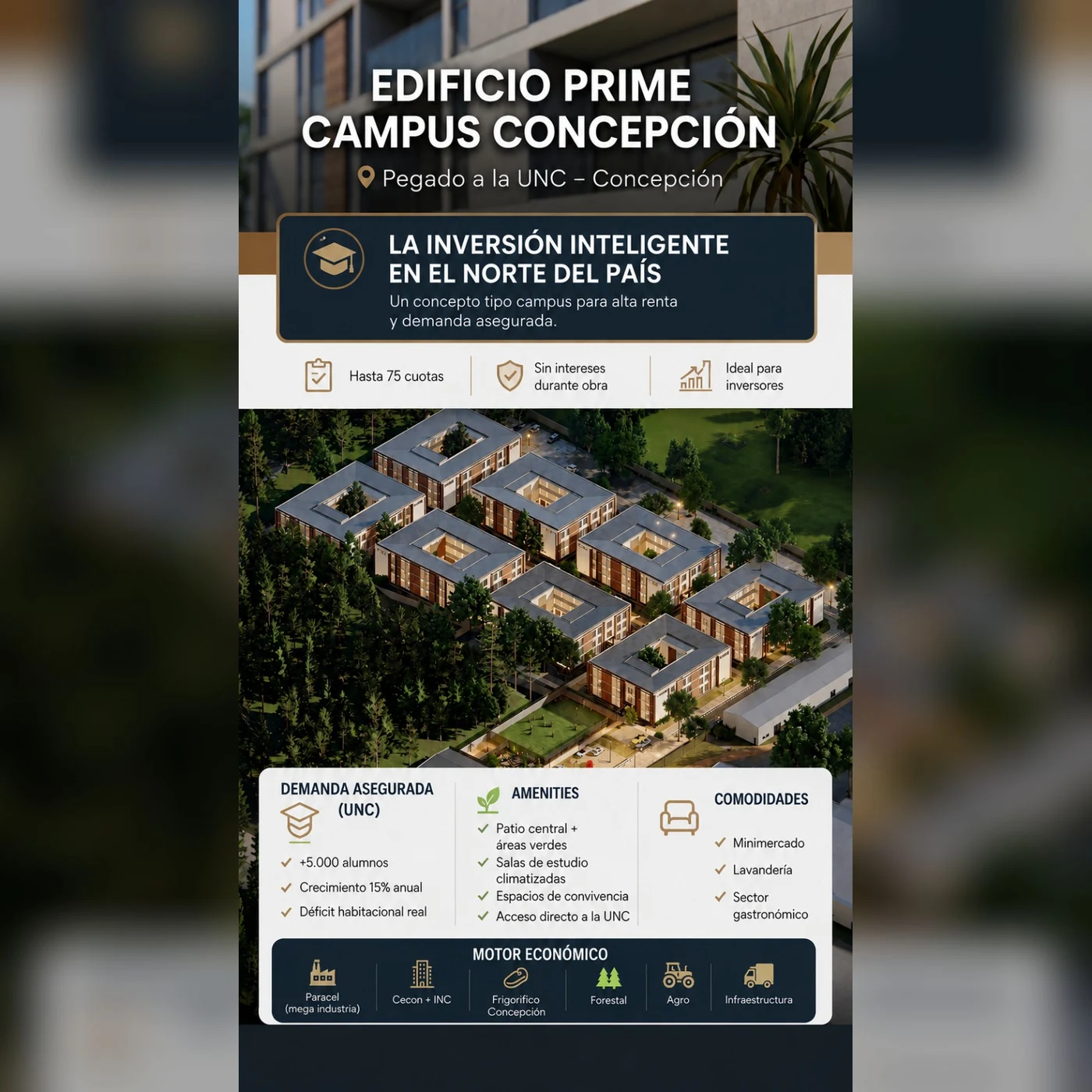 Prime Campus Concepción · Rendering del progetto